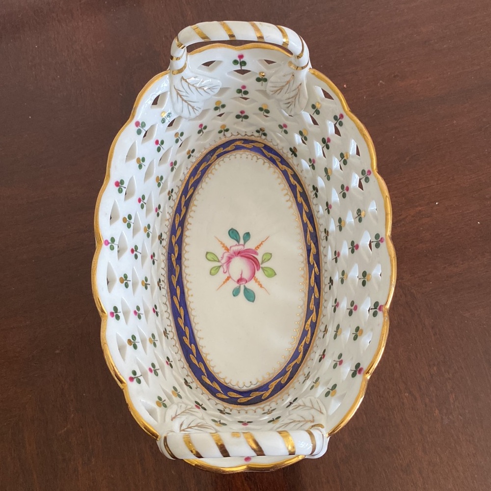 Hand Painted Porcelain Decorative Basket - Picture 6 of 13